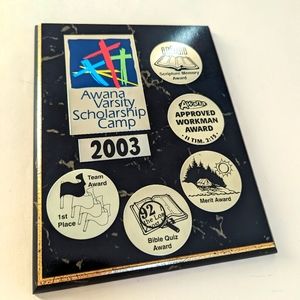Vintage 2003 Awana's Approved Workman Award Trophy Plaque